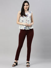 Load image into Gallery viewer, Go Colors Maroon Cotton Polyester Super Stretch Jeggings