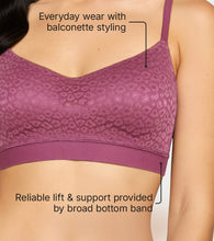 Load image into Gallery viewer, Enamor Lit Balconette Bra for Women Padded, Wire-Free, Medium Coverage, Lace Jacquard on Cups - SMB02 (Dusky Mauve)
