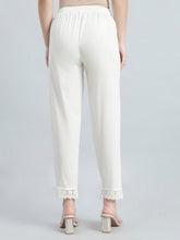 Load image into Gallery viewer, Go Colors Cream 100% Cotton Lace Pencil Pant