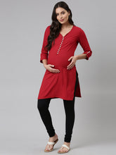 Load image into Gallery viewer, Go Colors Black Cotton Stretch Maternity Churidar