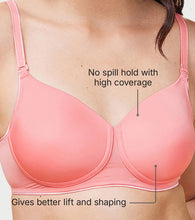Load image into Gallery viewer, Enamor Innovations Ecolite, Smoother Perfect Lift Women's T-Shirt Bra - Padded, Wirefree, High Coverage - F165 (Peach Coral)
