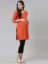 Load image into Gallery viewer, Go Colors Black Cotton Stretch Maternity Cropped Legging