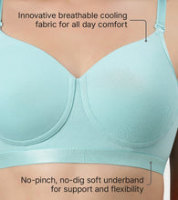 Load image into Gallery viewer, Enamor Innovations Fabcool Breathable Cup Women's T-Shirt Bra - Antimicrobial Comfort, Perforated Cups Padded, Wirefree, High Coverage - A165 (Tibetan Stone)