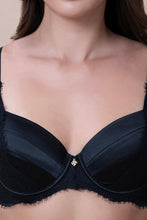 Load image into Gallery viewer, Amante Amore Padded Wired Demi Bra - Black 09301