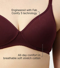 Load image into Gallery viewer, Enamor Supima Cotton Women's Plunge Lift Everyday T-Shirt Bra - Extra Comfort, Padded, Wirefree, Medium Coverage - A039 (Grapewine)