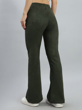 Load image into Gallery viewer, Go Colors Dark Olive Suede Bell Bottom