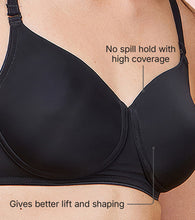 Load image into Gallery viewer, Enamor Innovations Ecolite, Smoother Perfect Lift Women's T-Shirt Bra - Padded, Wirefree, High Coverage - F165 (Black)