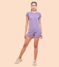 Load image into Gallery viewer, Enamor Athleisure Womens E089-Short Sleeve Scoop Neck Slim Active Graphic Tee