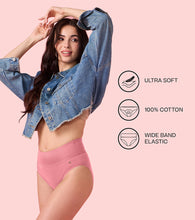Load image into Gallery viewer, Enamor CW01 Cotton Classic, All Day Comfort, High Waist Brief - Breathable, Antimicrobial with Stain Release, Outer Brushed Wide Elastic, Full Coverage - Pack of 1 (Strawberry Ice)