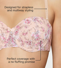 Load image into Gallery viewer, Enamor Strapless Multiway Styling Women’s T-Shirt Bra, Padded, Wired, High Coverage – FE26
(Print)