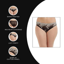 Load image into Gallery viewer, Wacoal Embrace Lace Low Waist Medium Coverage Bridal Wear Lace Bikini Panty - Black 64391