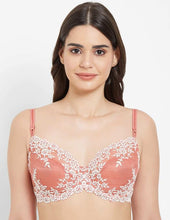 Load image into Gallery viewer, Wacoal Embrace Lace Non Padded Wired 3/4th Cup Bridal Wear Medium coverage Fashion Bra - Coral 65191