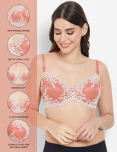 Load image into Gallery viewer, Wacoal Embrace Lace Non Padded Wired 3/4th Cup Bridal Wear Medium coverage Fashion Bra - Coral 65191