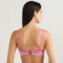 Load image into Gallery viewer, Wacoal Embrace Lace Non Padded Wired 3/4th Cup Bridal Wear Medium coverage Fashion Bra -Dark Pink 65191