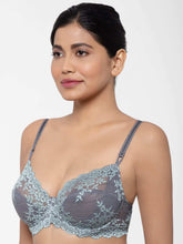 Load image into Gallery viewer, Wacoal Embrace Lace Non Padded Wired 3/4th Cup Bridal Wear Medium coverage Fashion Bra - Dark Grey 65191