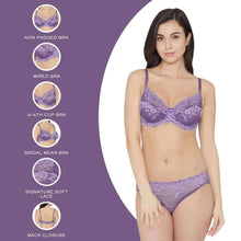 Load image into Gallery viewer, Wacoal Embrace Lace Non Padded Wired 3/4th Cup Bridal Wear Medium coverage Fashion Bra - Purple 65191