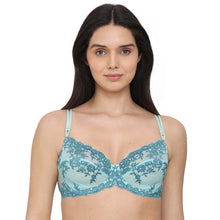 Load image into Gallery viewer, Wacoal Embrace Lace Non Padded Wired 3/4th Cup Bridal Wear Medium coverage Fashion Bra - Aqua 65191