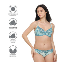 Load image into Gallery viewer, Wacoal Embrace Lace Non Padded Wired 3/4th Cup Bridal Wear Medium coverage Fashion Bra - Aqua 65191