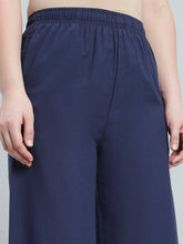 Load image into Gallery viewer, Go Colors Navy Cotton Hakoba Palazzo