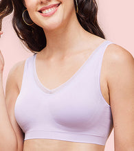 Load image into Gallery viewer, Enamor Innovations Flexifree, Plunge, Ultra Comfort Women's Bralette - No-Pinch, No-Dig, 360 Degree Flex, Seamless Lift, Fixed cup, Padded, Wirefree, High Coverage - F137 (Pastel Lilac)