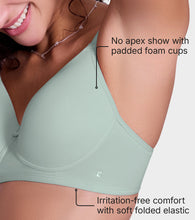Load image into Gallery viewer, Enamor Ultra Smooth T-Shirt Bra - Padded, Non-Wired, Full Coverage - A127 (Jet Black/Jade Green)-Pack of 2