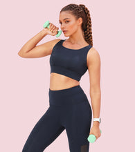 Load image into Gallery viewer, Enamor Crew Neck Sleeveless Crop length Sports Bra For Women - Hook & Eye Closure, Hugged Fit - A205 (Navy)
