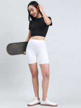 Load image into Gallery viewer, Go Colors White Knit Seamless Cycling Shorts