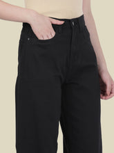 Load image into Gallery viewer, Go Colors Black Twill Wide Pants