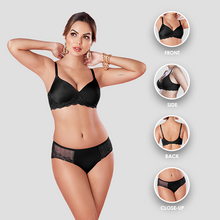 Load image into Gallery viewer, Sonari Romantic Nylon Spandex Lace Medium Coverage Padded Wirefree Bridal Lingerie Set with Low Rise Bikini Panty – FLASH
