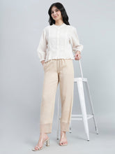Load image into Gallery viewer, Go Colors Light Beige Organza Ethnic Pant