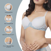 Load image into Gallery viewer, Wacoal Embrace Lace Contour Padded Wired 3/4th Cup Everyday Wear Medium coverage T-Shirt Bra - Light Blue 853191