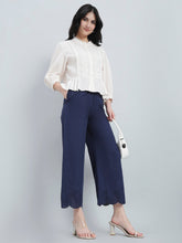 Load image into Gallery viewer, Go Colors Navy Cotton Hakoba Palazzo