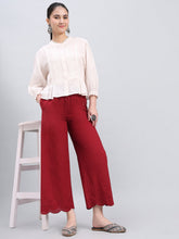 Load image into Gallery viewer, Go Colors Light Maroon Cotton Hakoba Palazzo