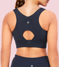 Load image into Gallery viewer, Enamor Crew Neck Sleeveless Crop length Sports Bra For Women - Hook & Eye Closure, Hugged Fit - A205 (Navy)