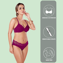 Load image into Gallery viewer, Sonari Bottle Green Lightly Padded Wirefree Bridal Lingerie Set – HONEY