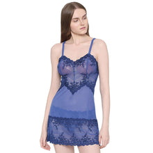 Load image into Gallery viewer, Wacoal Embrace Lace Non Padded Non Wired Bridal Wear Short Lace Babydoll Chemise - Blue 814191