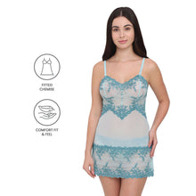 Load image into Gallery viewer, Wacoal Embrace Lace Non Padded Non Wired Bridal Wear Short Lace Babydoll Chemise - Aqua 814191