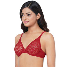 Load image into Gallery viewer, Wacoal Halo Lace Non Padded Wired Full Cup Bridal Wear Plus Size Lace Bra - Red 851205