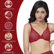 Load image into Gallery viewer, Wacoal Halo Lace Non Padded Wired Full Cup Bridal Wear Plus Size Lace Bra - Red 851205