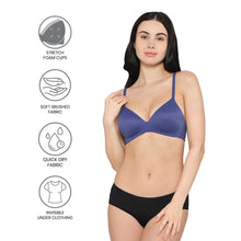 Load image into Gallery viewer, Wacoal How Perfect Padded Non-wired 3/4th Cup Medium Coverage Seamless T-Shirt Bra -Blue 852189
