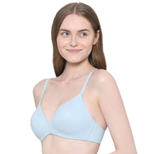 Load image into Gallery viewer, Wacoal How Perfect Padded Non-wired 3/4th Cup Medium Coverage Seamless T-Shirt Bra - Light Blue 852189
