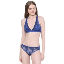 Load image into Gallery viewer, Wacoal Embrace Lace Non Padded Non Wired 3/4th Cup Bridal Wear Medium coverage Lace Bralette - Dark Blue 852191