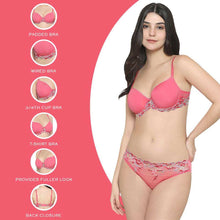 Load image into Gallery viewer, Wacoal Embrace Lace Contour Padded Wired 3/4th Cup Everyday Wear Medium coverage T-Shirt Bra - Pink 853191