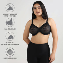 Load image into Gallery viewer, Wacoal Visual Effects Non Padded Wired Full Cup Everyday Wear Plus Size Full Support Minimizer Bra - Black 857210