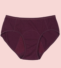 Load image into Gallery viewer, Enamor IP12 Bamboo Cotton Period Panty - Mid Waist, Full Back Coverage, Extended Protective Lining with Extra Layer at the Crotch - Grape Wine