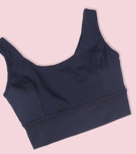 Load image into Gallery viewer, Enamor Sleeveless Crew Neck Crop length Pull On Sports Bra For Women - Hugged Fit, Cut Away Back Detail - A206 (Navy)