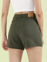 Load image into Gallery viewer, Go Colors Olive Green Cotton Twill Shorts