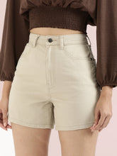 Load image into Gallery viewer, Go Colors Light Beige Cotton Twill Shorts