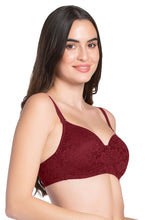 Load image into Gallery viewer, Amante Floral Romance Padded Non-wired Lace Bra - Burgundy Wine Lace 10306
