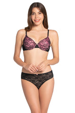 Load image into Gallery viewer, Amante Floral Romance Padded Wired Lace Bra - Black-Sea Pink 10301